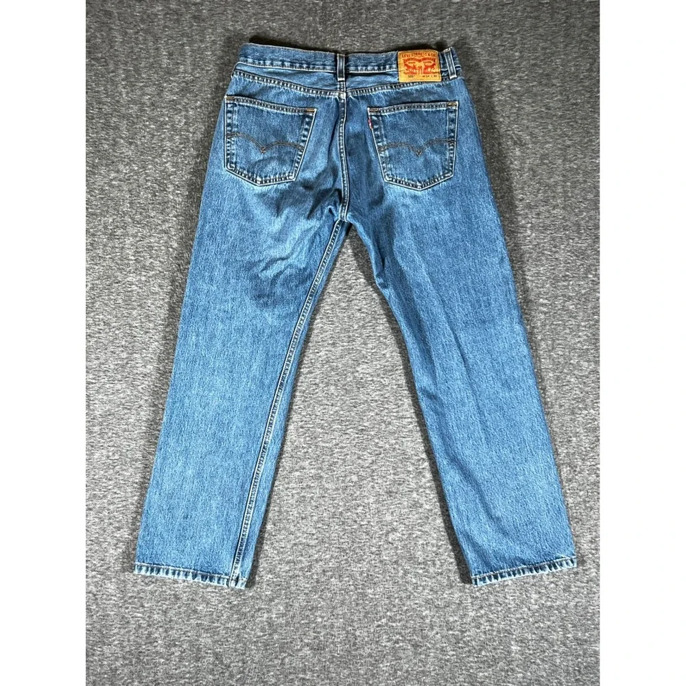 Levis 505 Regular Fit Straight Leg Jeans Mens 34x29 Medium Wash Blue Denim